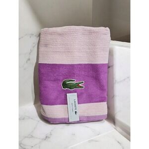 Lacoste  LAVANDER Bath Towel 100% Cotton 30" x 52" Big Crocodile Logo‎ New